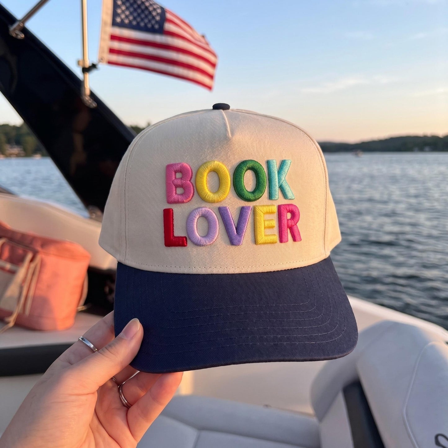 Colorful Embroidered 'Book Lover' Baseball Cap with Adjustable Strap - Image 3