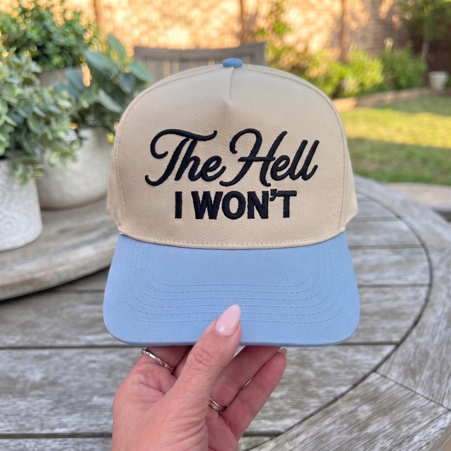 Bold Embroidered Cap with Empowering Statement - Beige & Black - Image 3