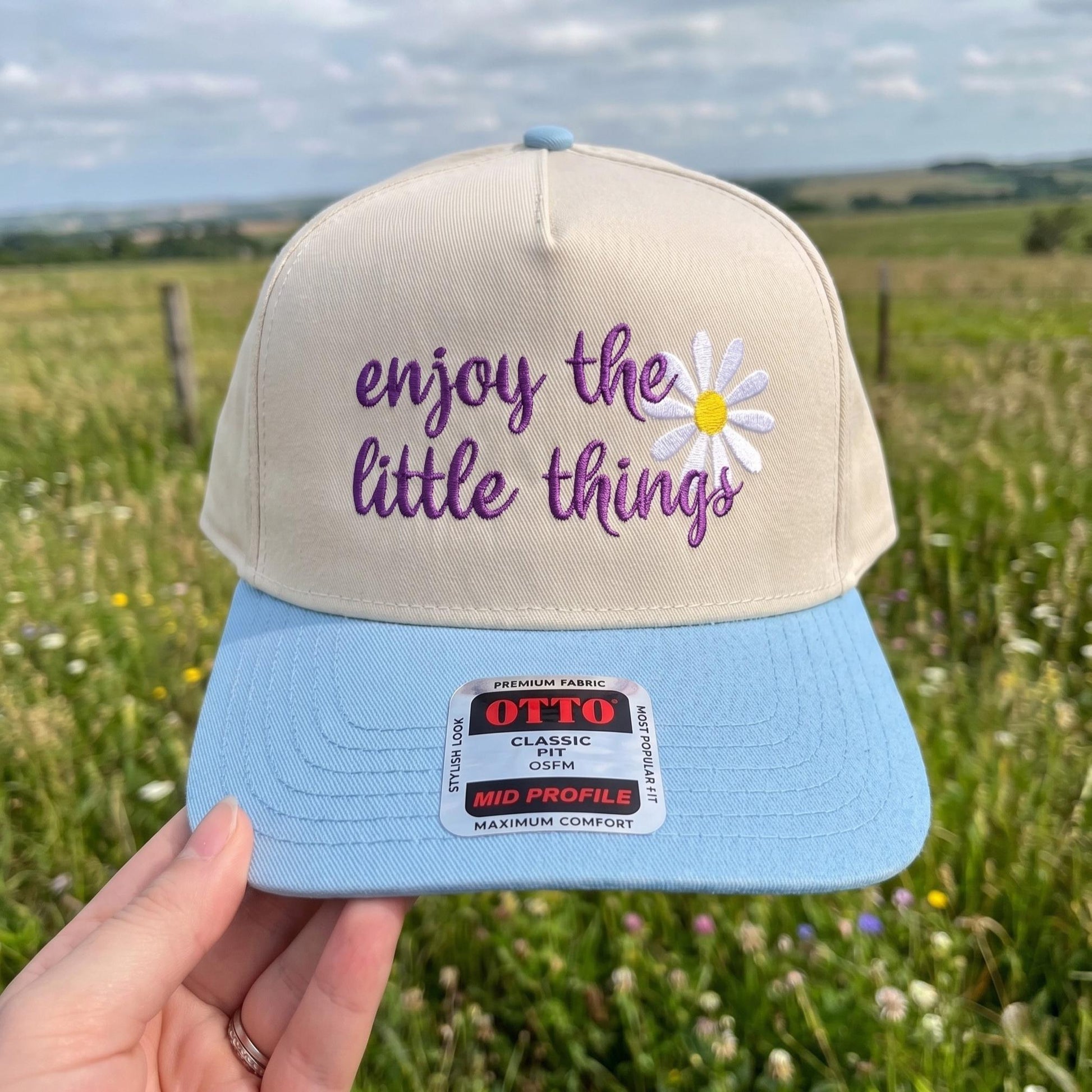 Inspirational Embroidered Cap with Daisy Design - Mid Profile Comfort - Image 3