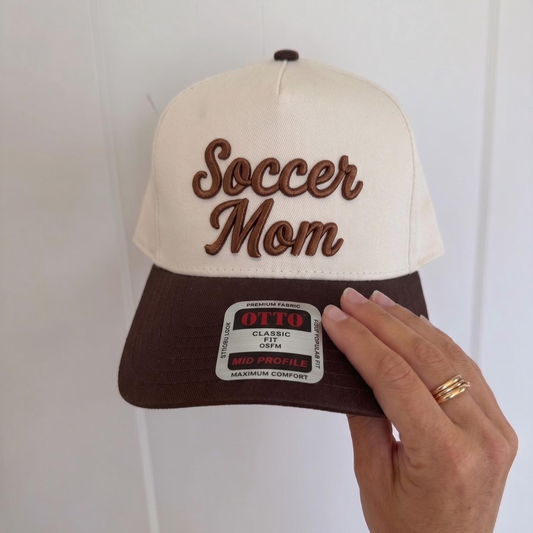 Embroidered 'Soccer Mom' Hat with Black Brim - Stylish Trucker Cap - Image 3
