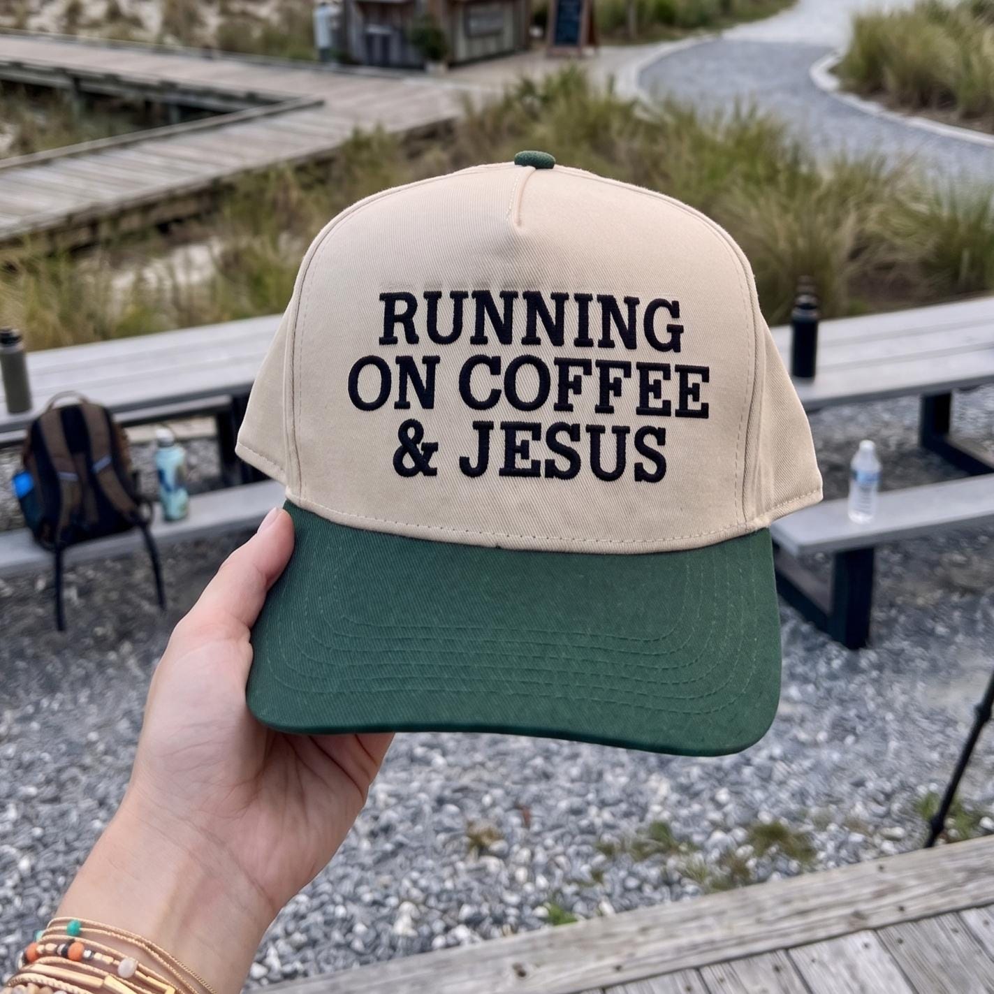 Unique Running Cap with Bold Slogan - Coffee & Jesus - Image 3