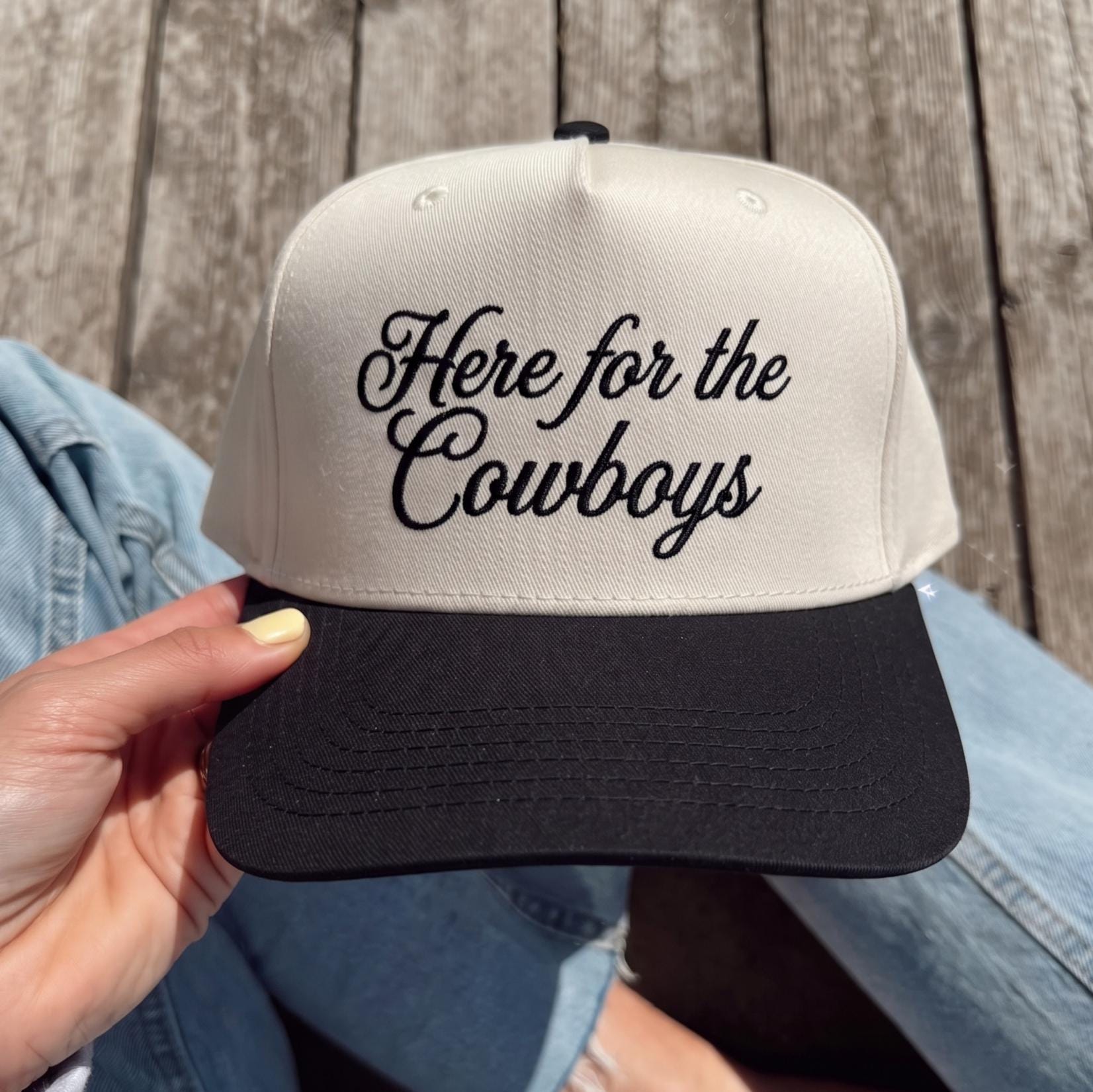 Trendy 'Here for the Cowboys' Embroidered Cap - Two-Tone Style - Image 3