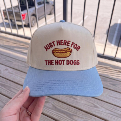 Retro Baseball Cap with Hot Dog Embroidery - Red & Cream - Image 3