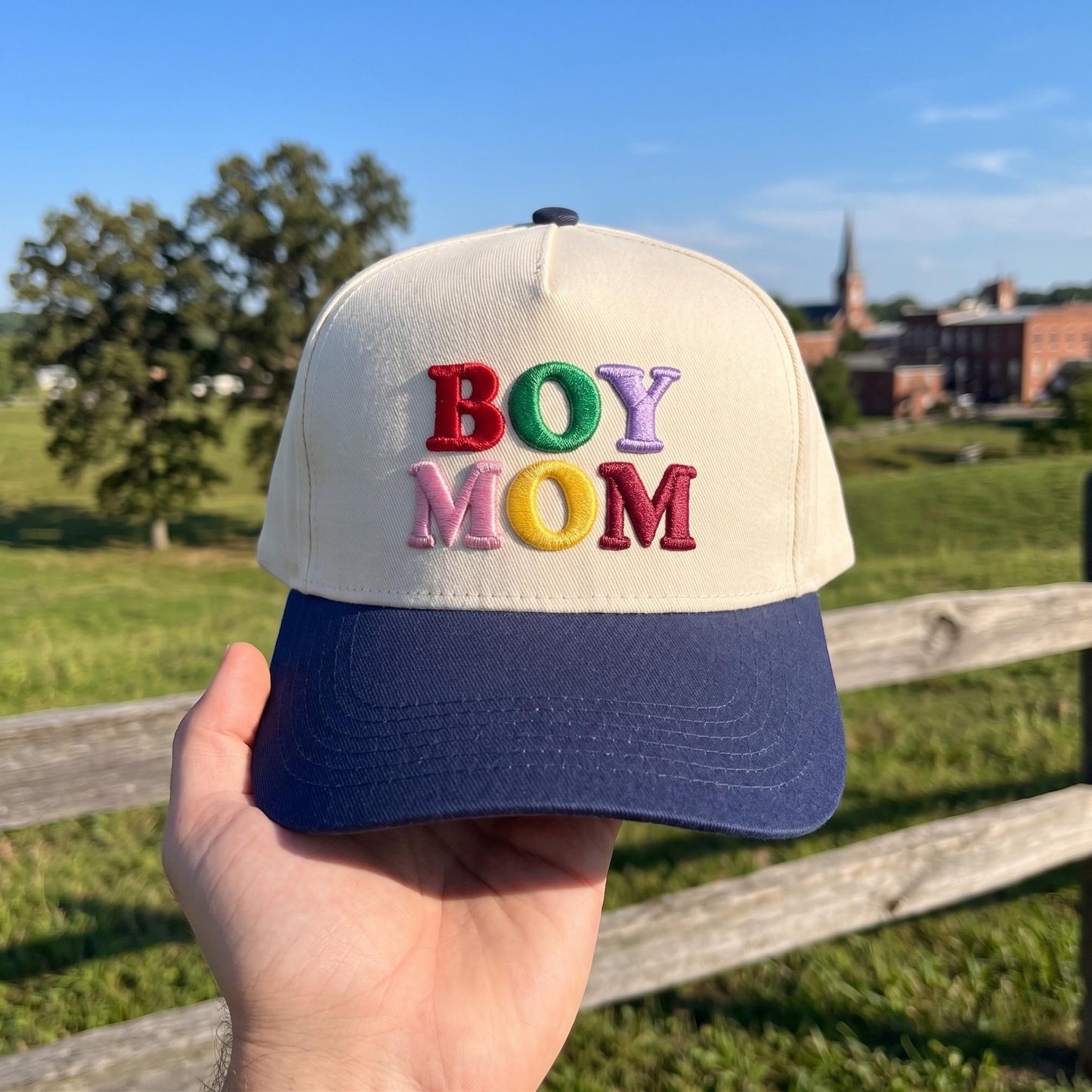Colorful 'Boy Mom' Baseball Cap - Embroidered Cotton Hat - Image 3