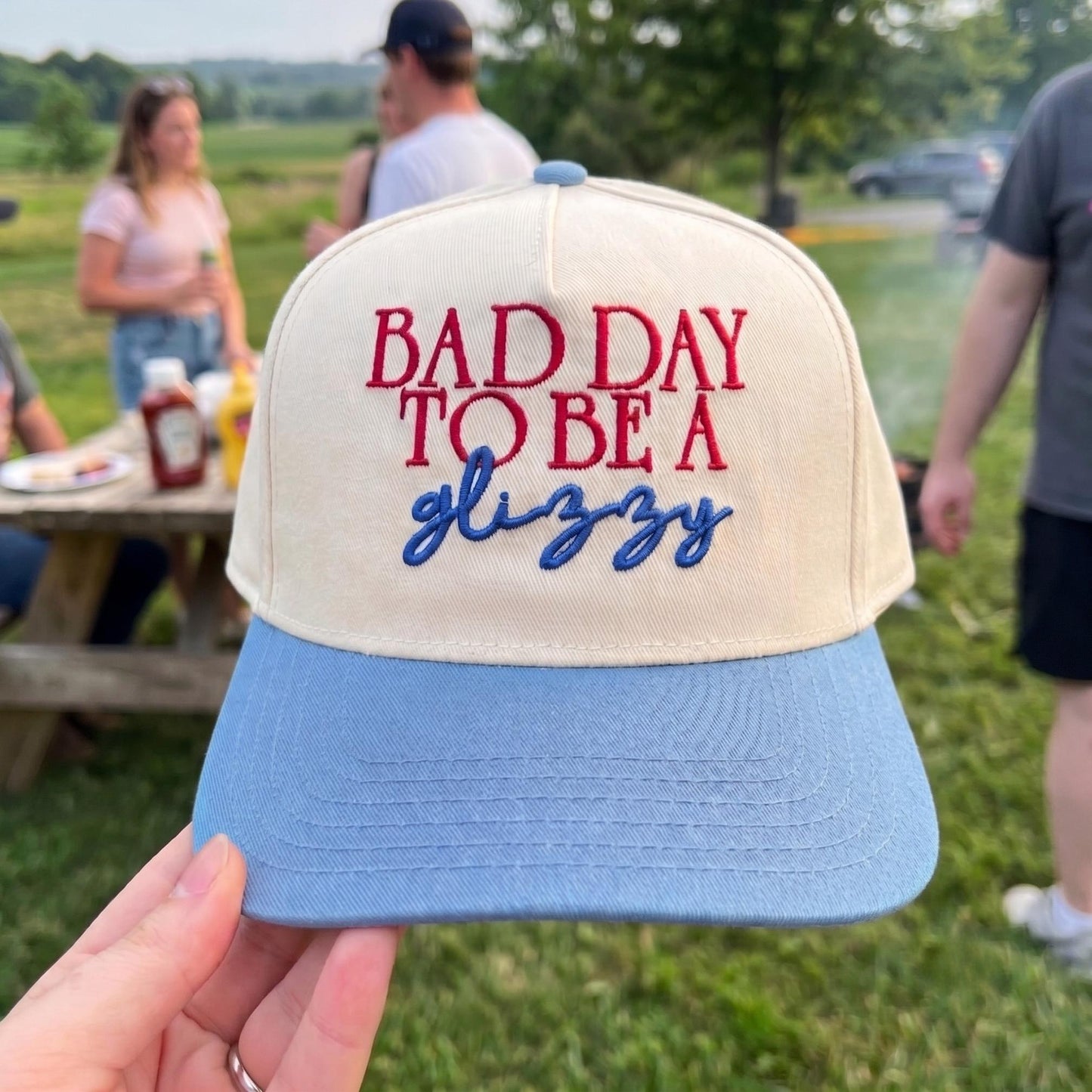 Novelty Embroidered Cap with Fun BBQ Quote - Red & White Trucker Hat - Image 3
