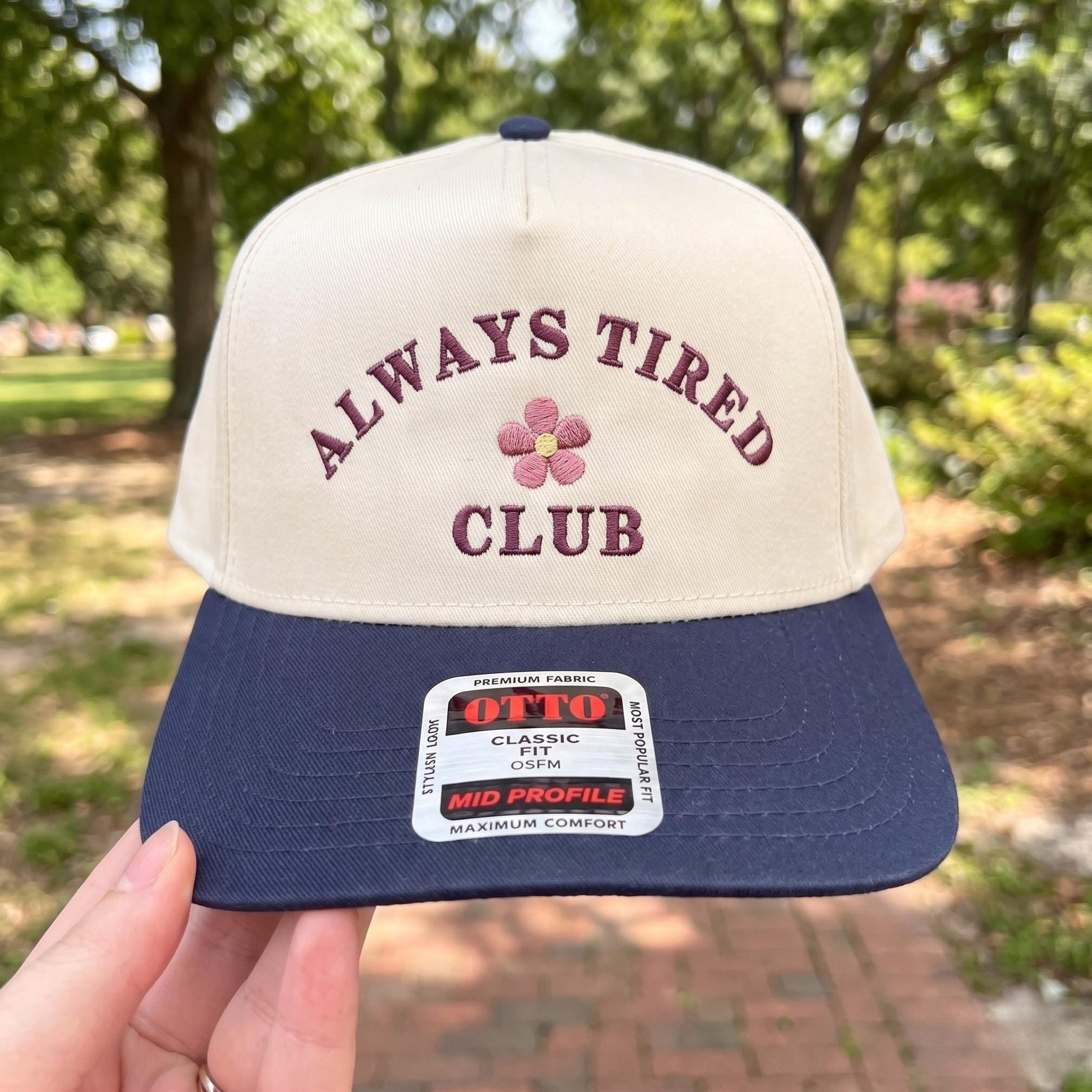 Embroidered 'Always Tired Club' Snapback Cap - Stylish and Comfy Hat - Image 3