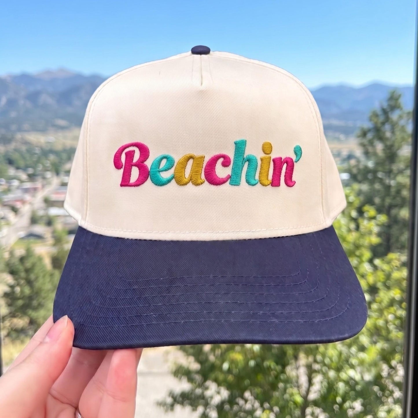 Beachin' Embroidered Baseball Cap with Vibrant Colors - Perfect for Summer Days - Image 3