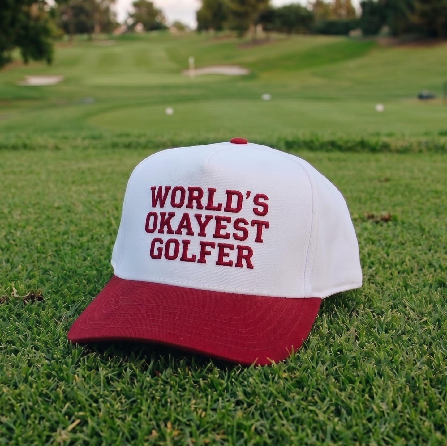 Novelty Golf Cap with 'World's Okayest Golfer' Embroidery - Fun Gift - Image 3