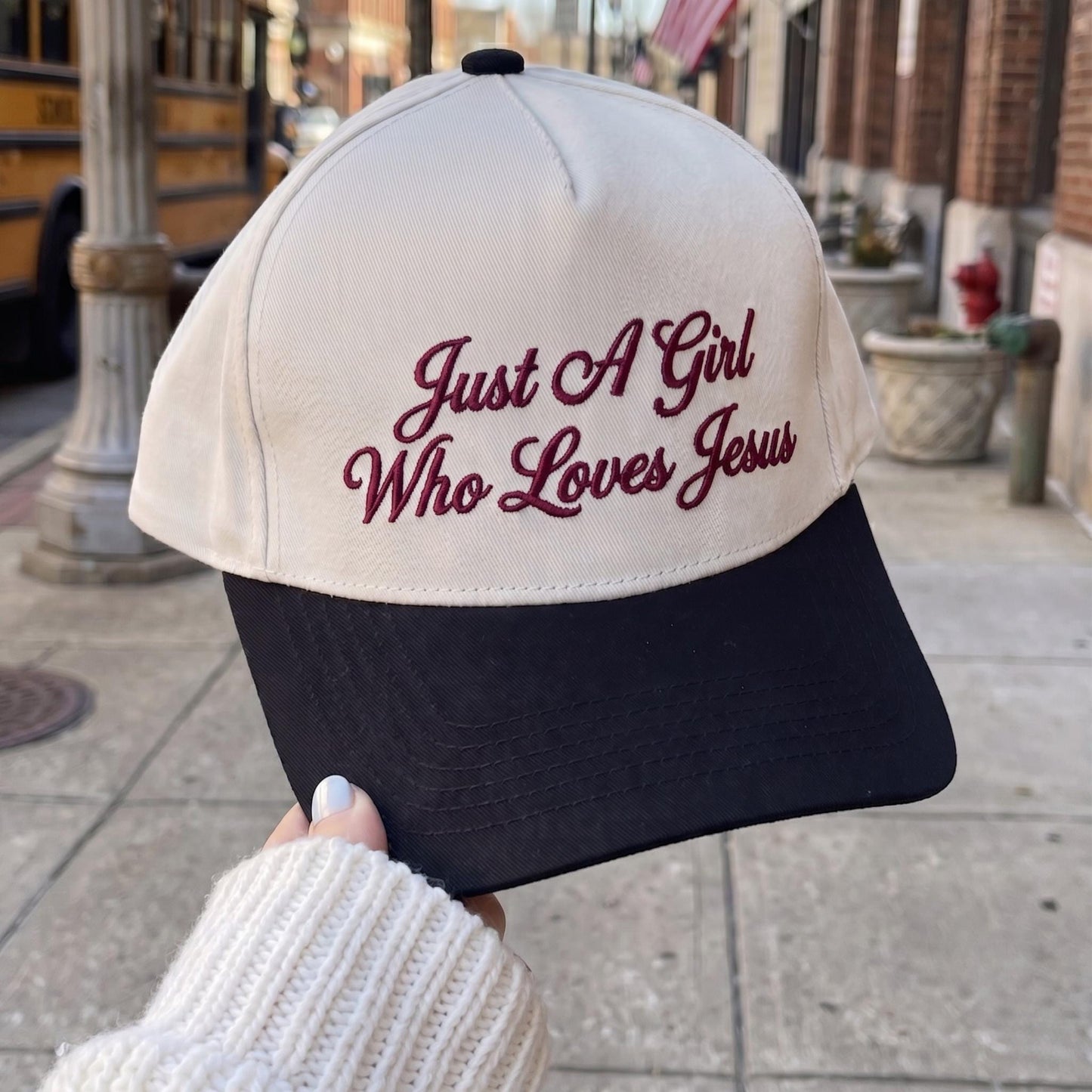 Embroidered Cap with Inspirational Message - Beige & Black - Adjustable Fit - Image 3