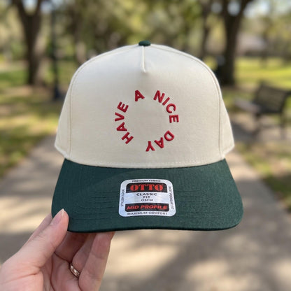 Stylish Two-Tone Baseball Cap with 'Have a Nice Day' Embroidery - Casual Comfort - Image 3