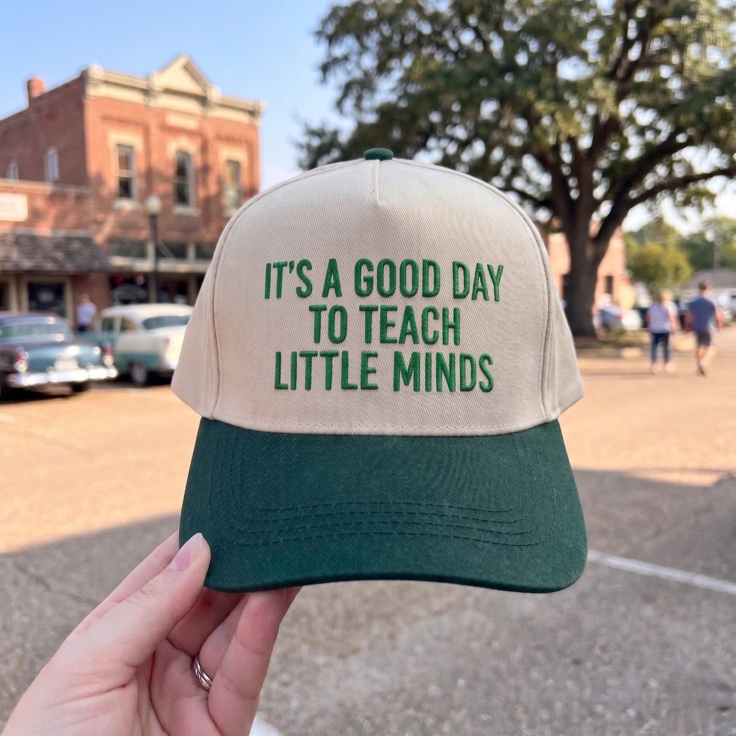 Inspirational Teacher Baseball Cap - Beige and Blue Cap with Motivational Quote - Image 3