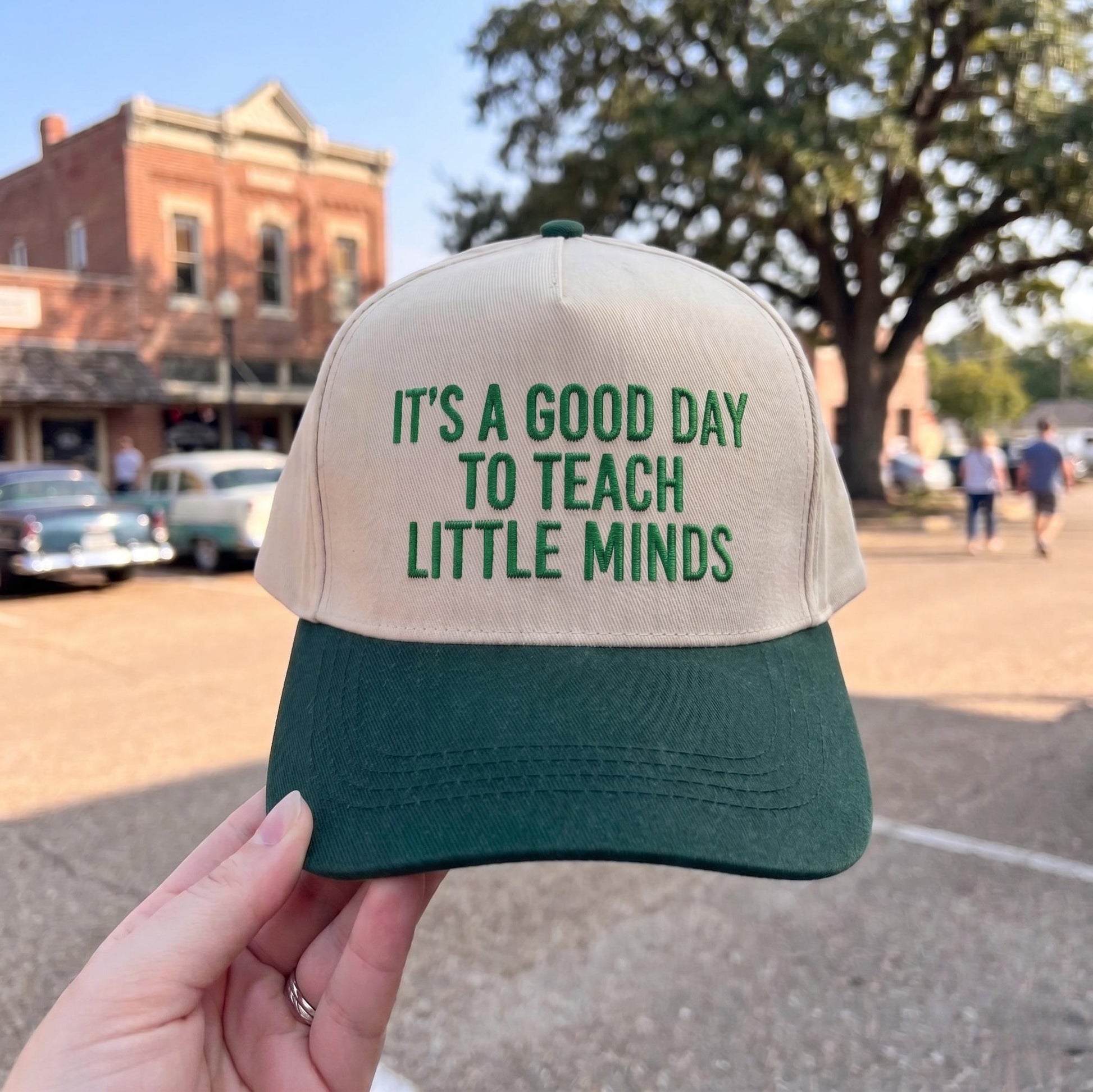 Inspirational Teacher Baseball Cap - Beige and Blue Cap with Motivational Quote - Image 3