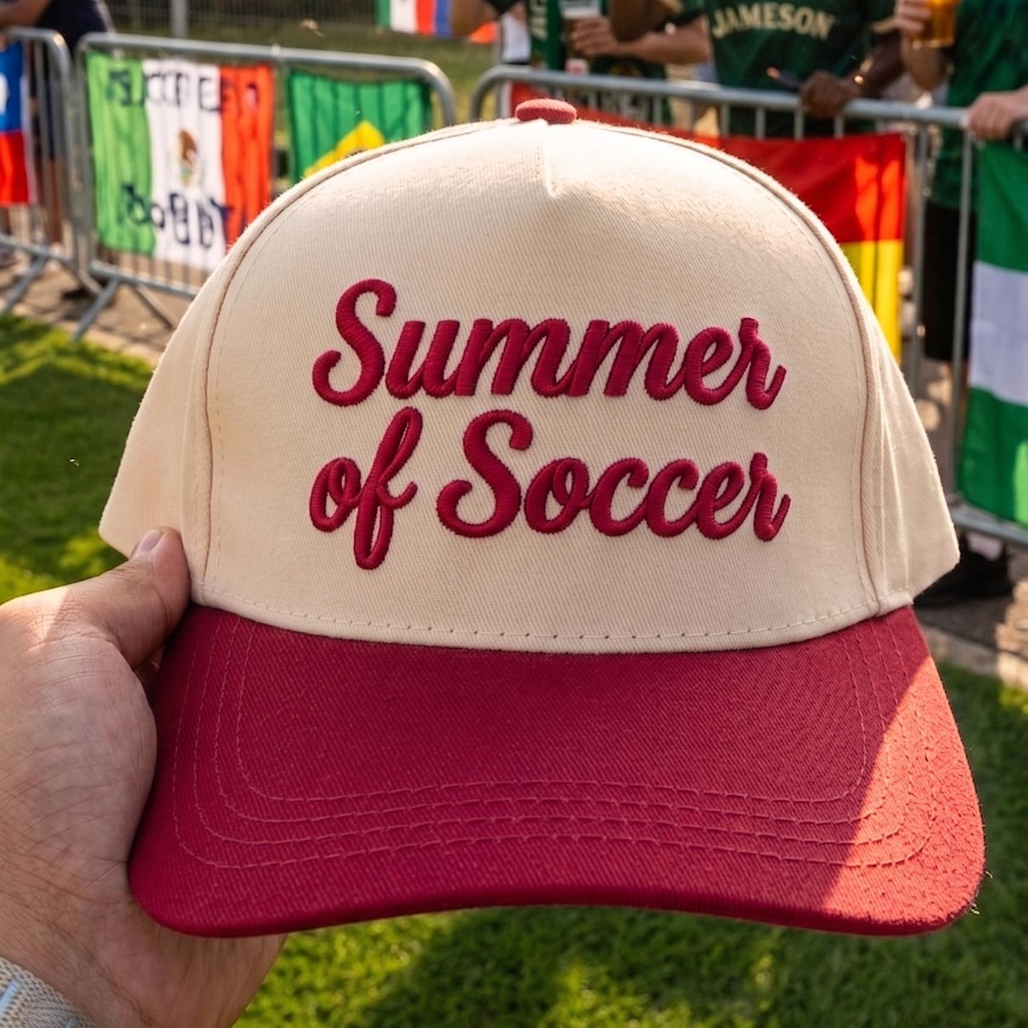 Stylish Summer of Soccer Baseball Cap with Light Blue Brim - Image 3