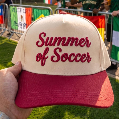 Stylish Summer of Soccer Baseball Cap with Light Blue Brim - Image 3
