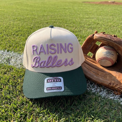 Raising Ballers Baseball Cap with Vintage Embroidery - Cream/Navy - Image 3
