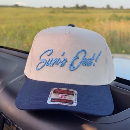 Stylish 'Sun's Out!' Embroidered Snapback Cap with Classic Fit - Image 3