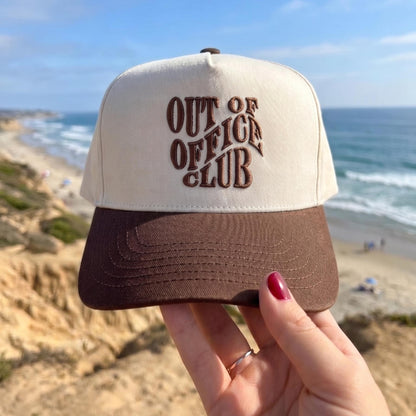 Out of Office Club Embroidered Cap - Trendy Two-Tone Design - Image 3