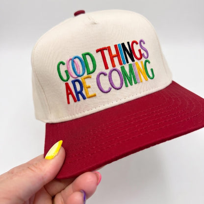 Embroidered Motivational Baseball Cap - 'Good Things Are Coming' Design - Image 3