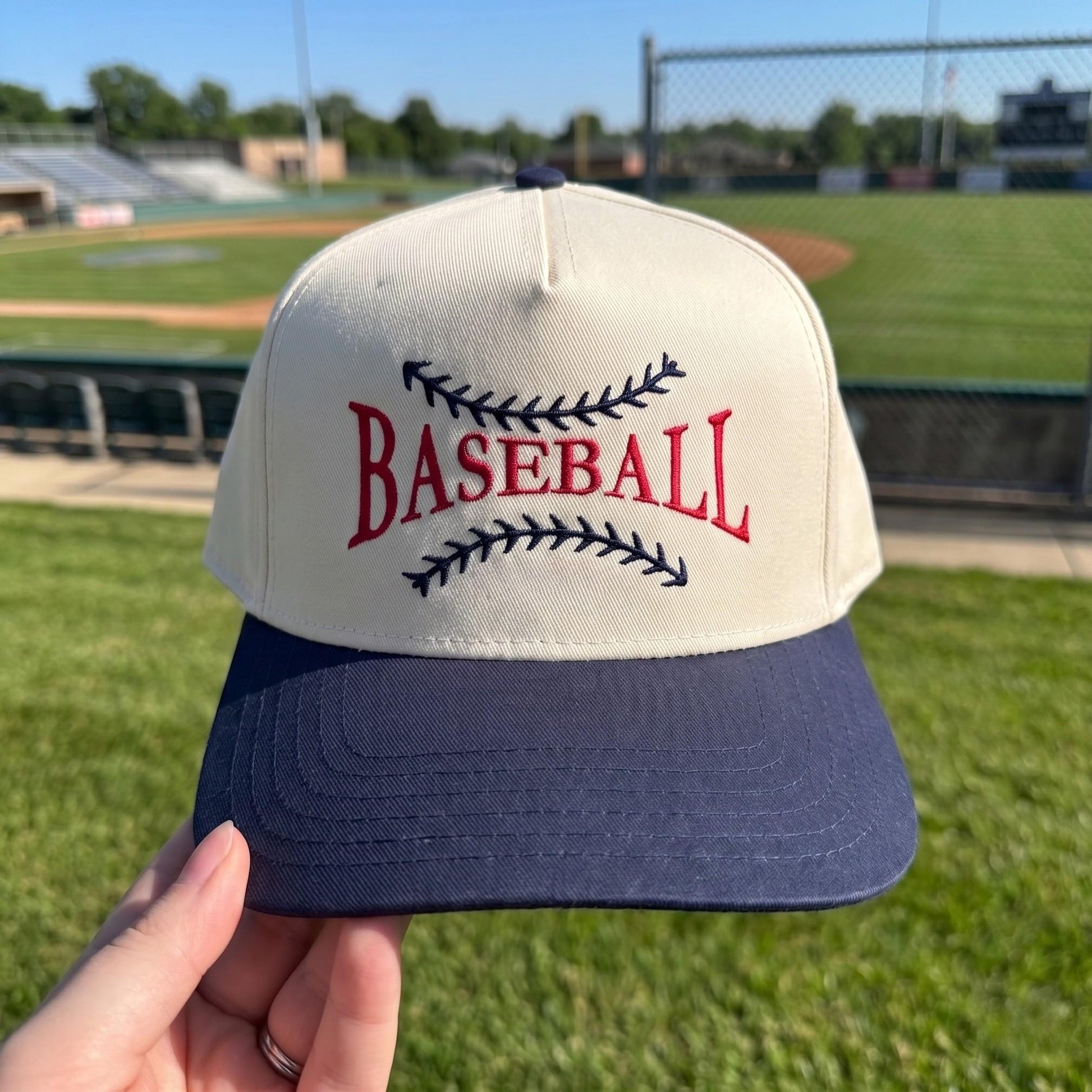 Classic Baseball Cap with Light Blue Brim - Embroidered Design - Image 3