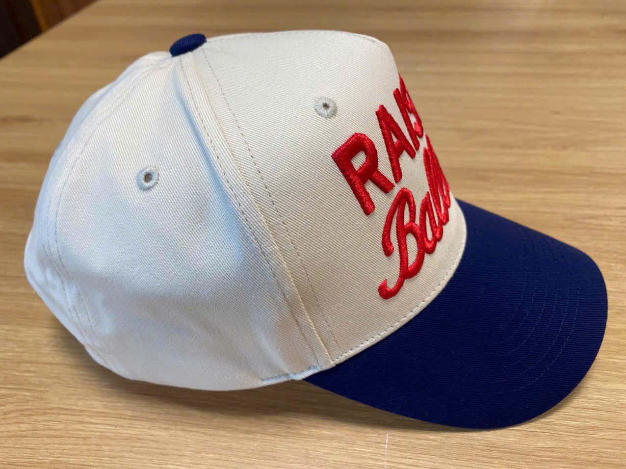 Raising Ballers Baseball Cap with Vintage Embroidery - Cream/Navy - Image 6